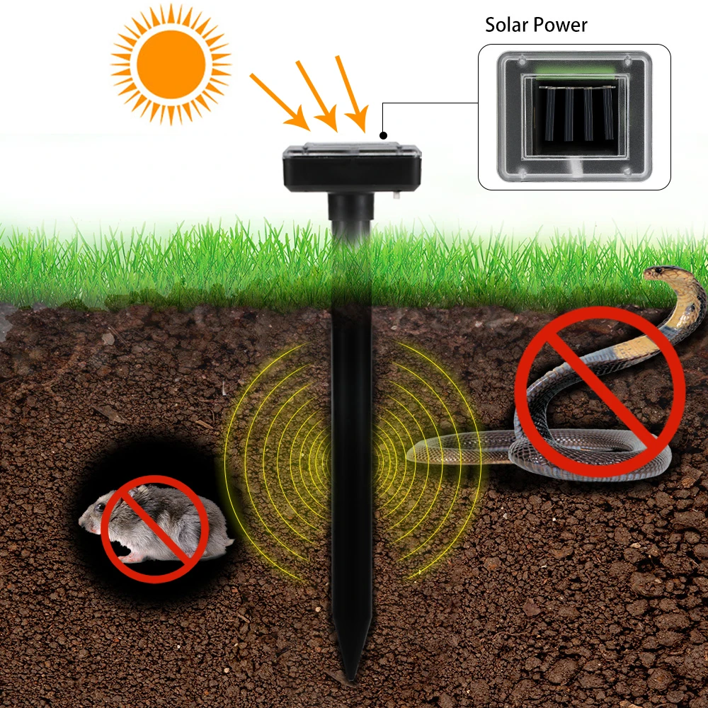 

Solar Powered Sound Wave Sonic Repeller Outdoor Garden Yard Farm Mouse Gopher Rat Vole Mole Scarer Snake Rodent Pest Reject 2Pcs