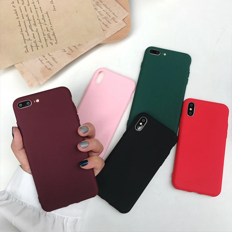 Матовый чехол для телефона iphone 8plus xsmax xr 6s мягкая оболочка силикагель однотонный