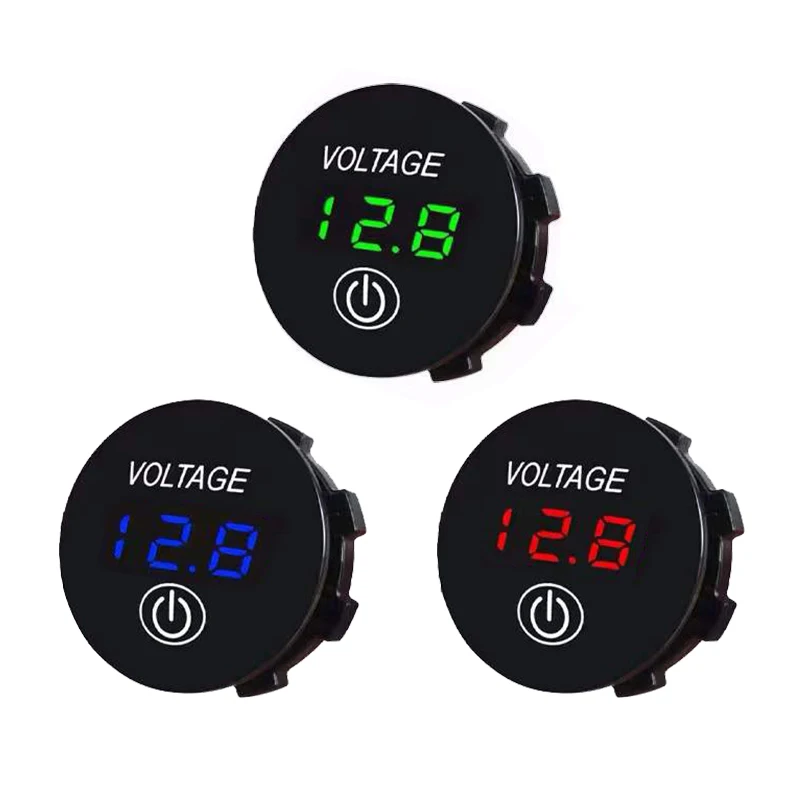 12v/24v Voltage Gauge With Touch Switch Led Digital Display Gauge