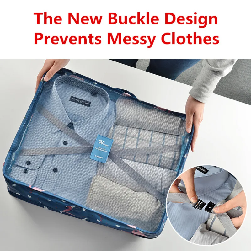 Cosyde 7Pcs/set Travel Organizer Suitcase Clothes Finishing Kit Portable Partition Pouch Storage Bags Home Travel Accessories