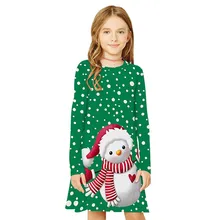 Коллекция года, рождественские детские платья вечерние платья с изображением снеговика, единорога, Милого Животного, дерева и оленя платье принцессы для девочек От 9 до 12 лет