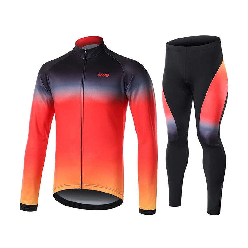 ZF08 ARSUXEO, Мужская зимняя флисовая велосипедная футболка, набор, Pro, с длинным рукавом, одежда для велоспорта, штаны для горного велосипеда, MTB, велосипедные костюмы, одежда ZF0X - Цвет: ZF08