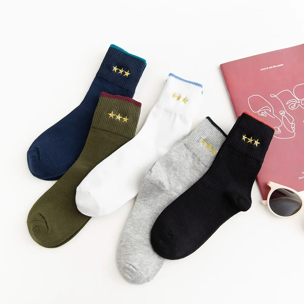 

Fashion Women Socks Cotton Inwrought Five-pointed Star Forest Female Socks Winter Autumn Japanese Korean Style for Ladies 189
