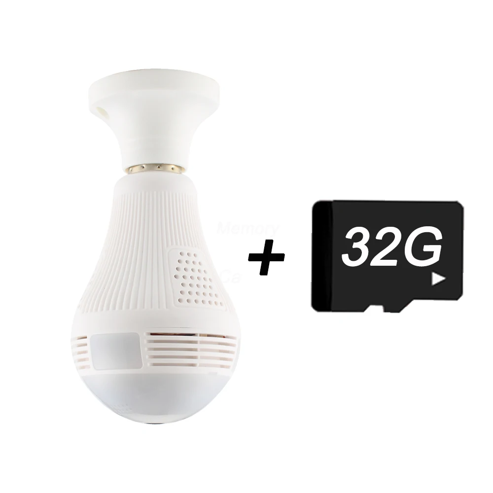 AOUERTK светодиодный светильник 960P WiFi CCTV рыбий глаз лампа ip-камера в форме лампы 360 градусов беспроводной панорамный день и ночь домашняя камера безопасности - Цвет: with 32G