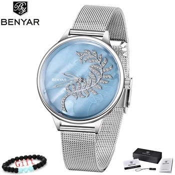 

2019 New BENYAR Top Brand Luxury Waterproof Women Watches Fashion Simple Stainless Steel Quartz Watch Women Dress Clock Gift