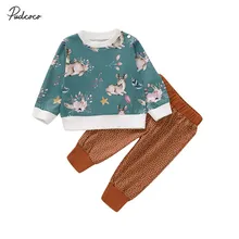 Г. Весенне-осенняя одежда для малышей футболка с длинными рукавами с рождественским оленем для новорожденных и маленьких девочек штаны в горошек комплект из 2 предметов