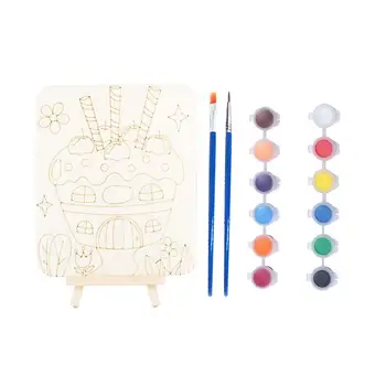 

5 Sets DIY Color Filling Drawing Board with Bracket Funny DIY Colored Drawing Board DIY Painting Wood Board Decor DIY Blank