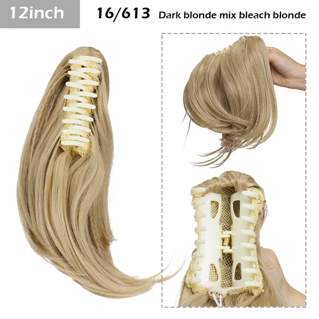 S-noilite Syntheitc Big Grab Ponytail Hair Extension Claw Clip In Ponytail Extension Hair Fake Hairpiece For Women Daily Party 12-1435