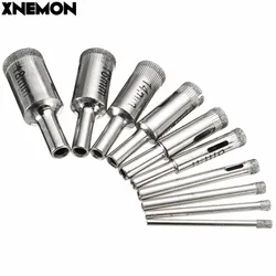 XNEMON 10Pcs 3-18MM Diamond Coated Core Hole Saw Drill Bit Set Tools 50mm Long For Tiles Marble Glass 3 4 5 6 8 10 12 14 16 18mm