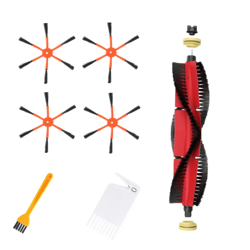 

1xDetachable Main Brush+4xOrange 6-Arm Side Brush+2xCleaning Brush for Xiaomi / Roborock S50 S51 S55 S5 S6 Robot Vacuum Cleaner