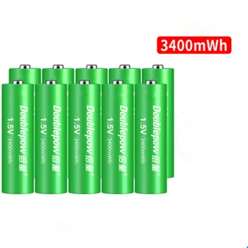 

10Pcs/lot New 3400mWh 1.5v AA rechargeable lithium battery is quickly charged by smart dedicated AA AAA battery charger