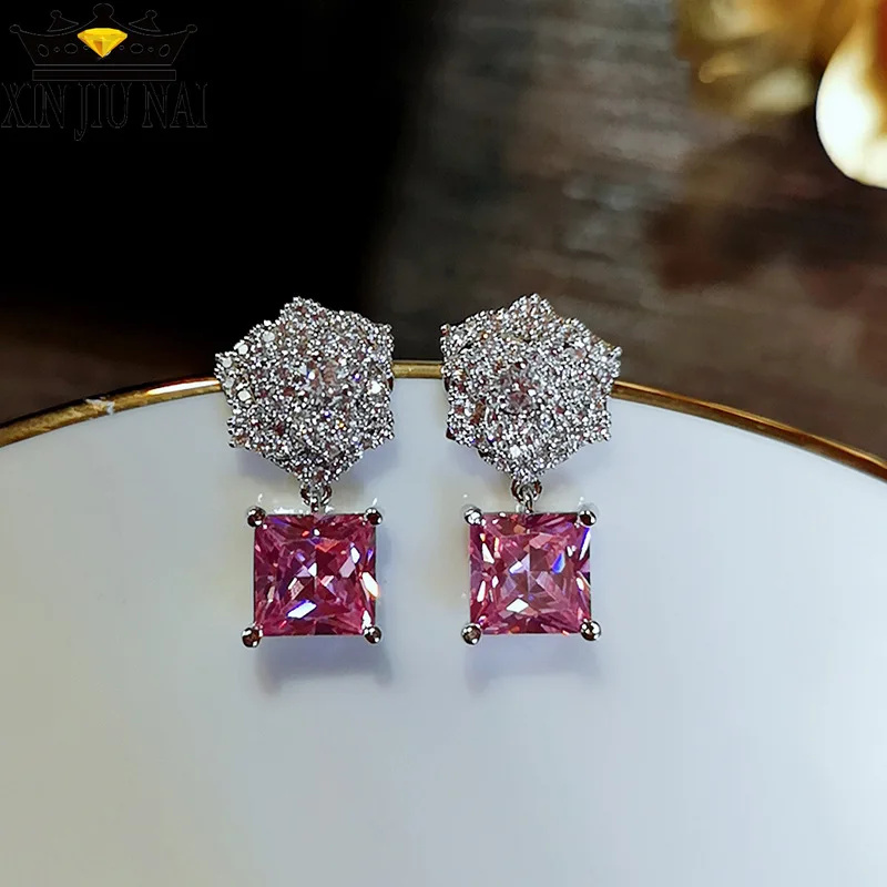 Серьги из серебра 925 пробы с розой камелией порошком S925 милые романтические