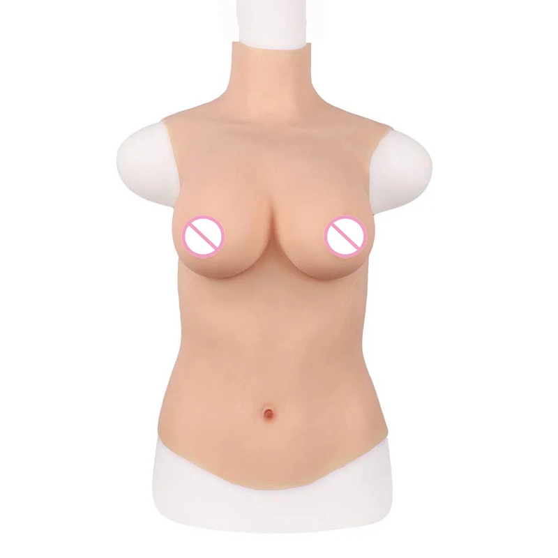 PROD 4000114530466 Silicone Breast Forms Half Body High Collar Portable
Mastectomy Breast C D E G Cup Ajusen for Crossdresser Transgender