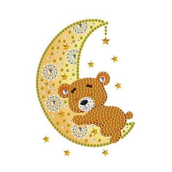 

LED Full Drill Diamond Painting Light Animal Bear Moon LED Night Lamp Embroidery Special-Shaped Diamond Painting Light