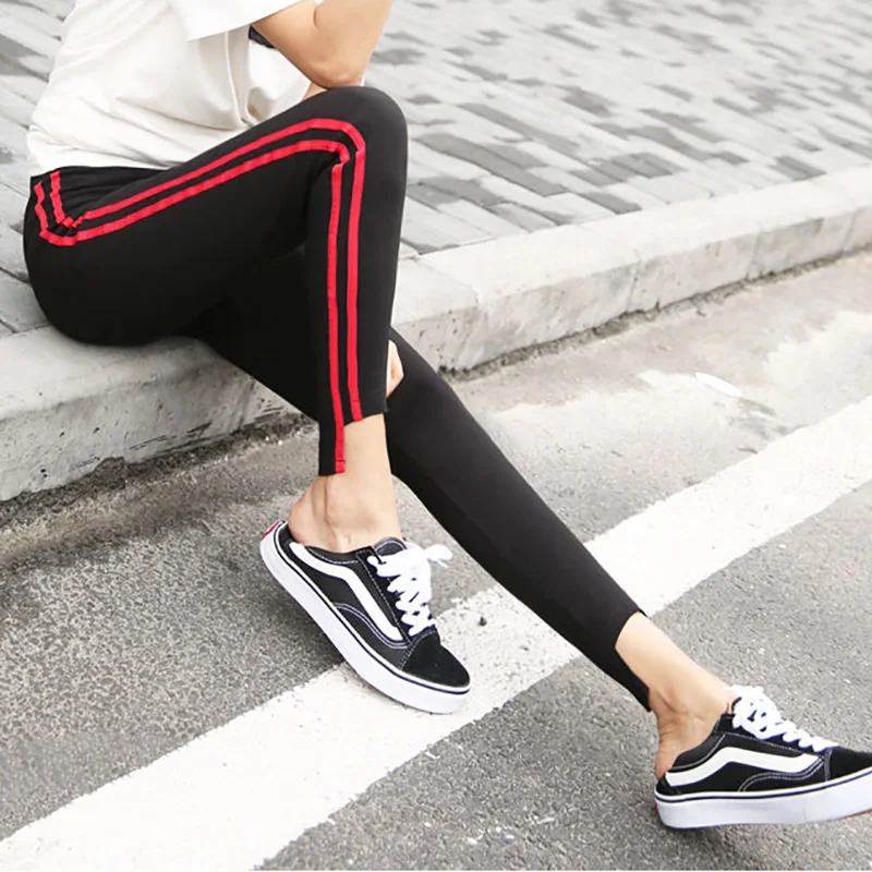

Women Autumn Casual Solid Color Leggings Stretchy Elastic Pencil High Waist Feet Nine Trousers
