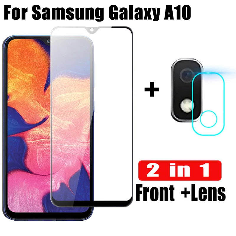 2 in 1 Protective Glass for Samsung Galaxy A10 Glass sansung A10 A105 Camera Lens Film Temepred Glas