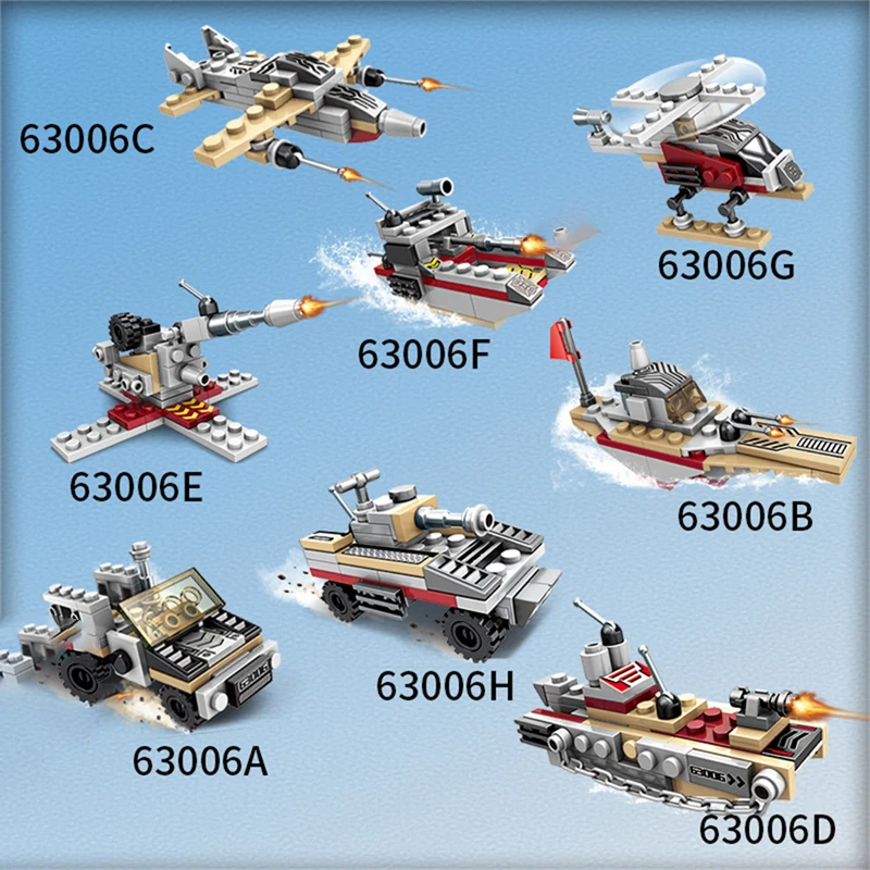 502PCS 8 IN 1 Aircraft Compatible Block Building Blocks Army Figures Blocks Construction LegoINGlys Bricks Military Warship Toy (4)