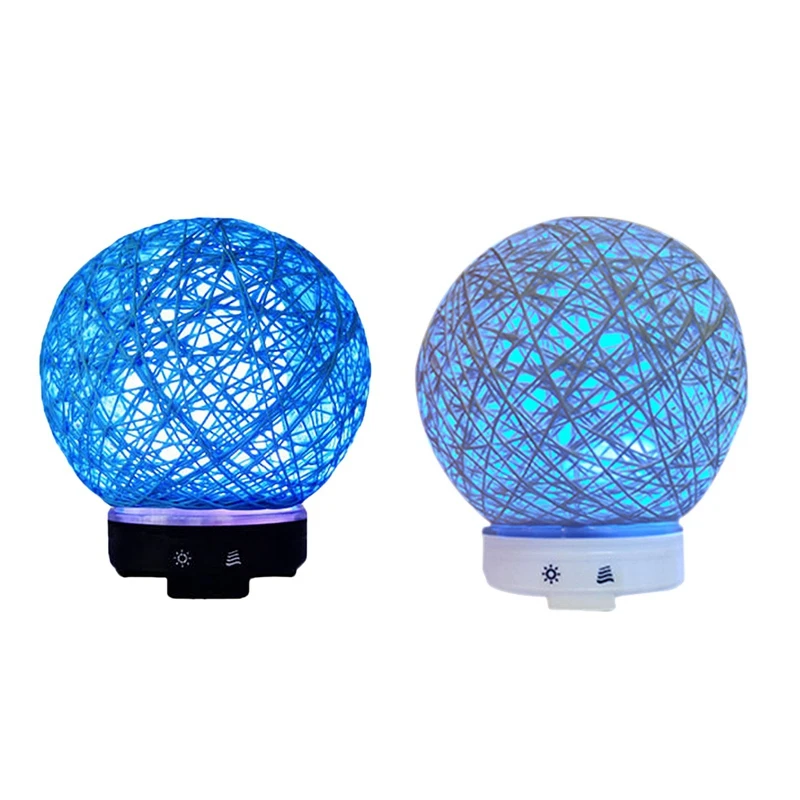 Creative Handmade Rattan Ball Ultrasonic Aromatherapy Machine Air Humidifier with LED Night Light Timing Spray Function EU Plug