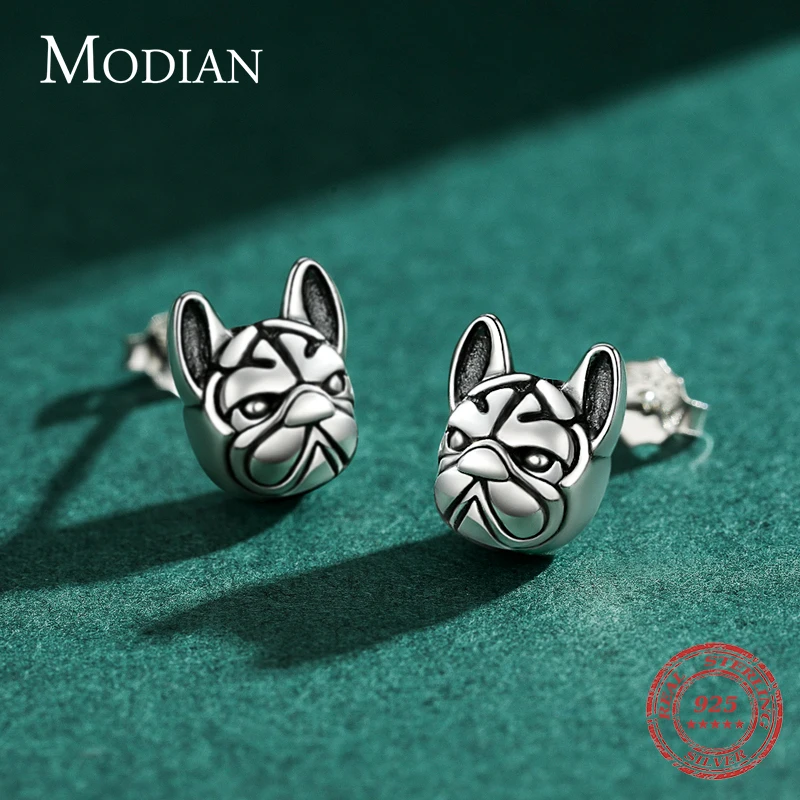 Presenski Ohrringe Silber - Süße Bulldogge Stecker Aus 925 Sterling