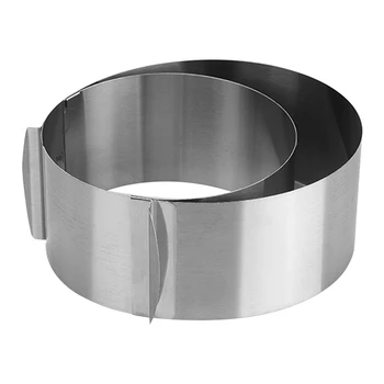 

6-12inch With Collar Round Rustproof Home Kitchen Easy Clean Baking Cake Ring Reusable Stainless Steel Adjustable Mousse Mold