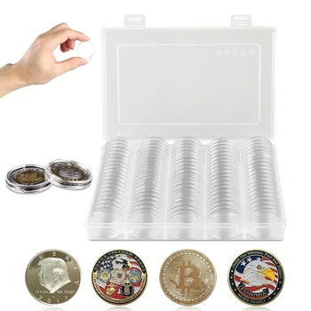 

100Pcs 27mm Coin Cases Capsules Holder Clear Plastic Round Storage Box Plastic Round Case Coin Storage Capsules Holder Round Box
