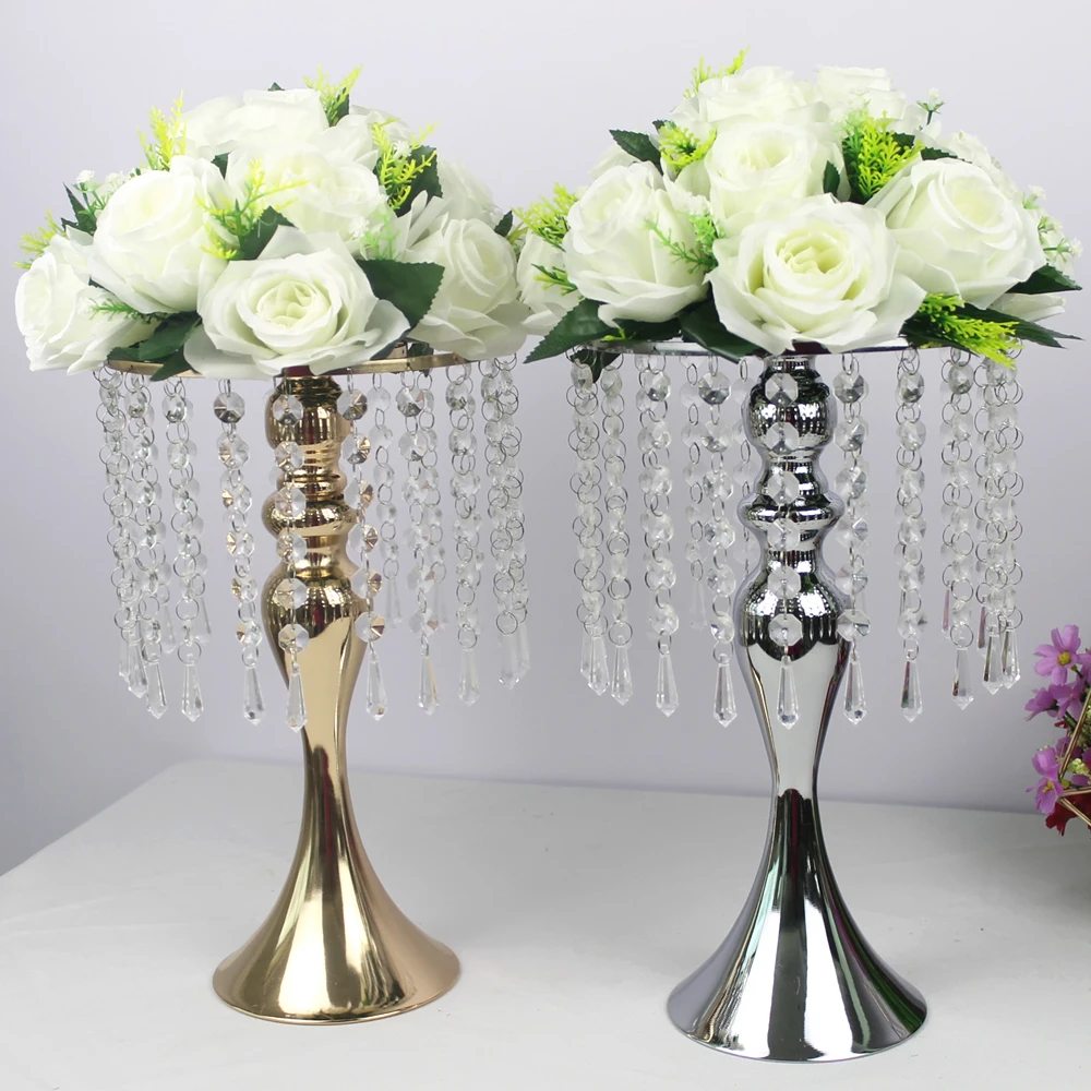 Изысканная ваза для цветов, скручивающаяся форма, подставка золотого/серебряного цвета, для свадьбы/стола, центральный элемент, 52 см, высокий, дорожный, ведущий, домашний декор