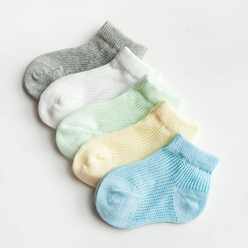5 пар/партия, носки для новорожденных мальчиков девочек детские летние тонкие дышащие носки из хлопка для малышей Размер От 1 до 6 лет - Цвет: 03