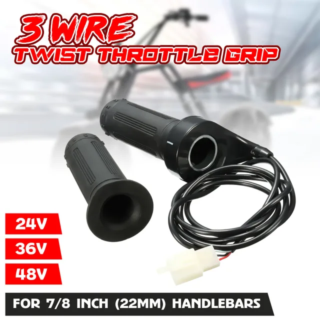 US $6.50 1 Pair 24V 36V 48V 3 Wire Twist Throttle Hand Grip For Electirc Scooter Bike 7/8 Inch Handlebar