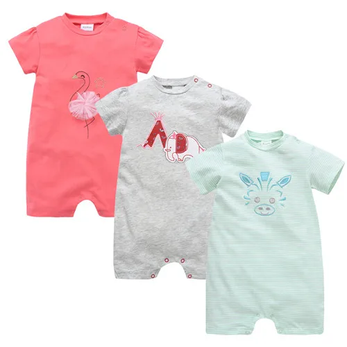 New Baby Boy Girl Rompers 3 pcs Cotton Short Summer Clothes 0-3 months Newborn body bebe Jumpsuit - Цвет: 11929396