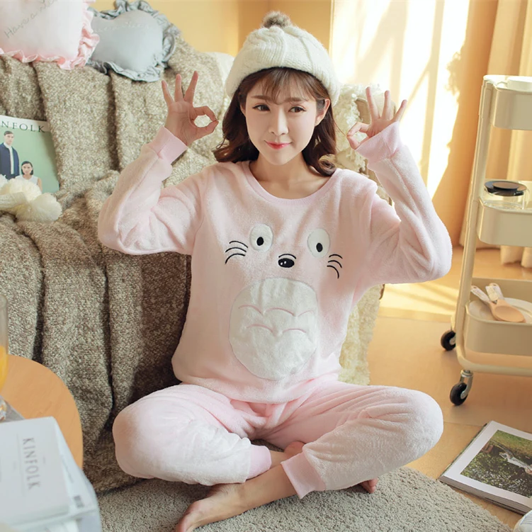 RN-9 Pregnant Homewear Suit Winter Flannel Women Nursing Sleepwear Suit Maternity Cartoon Pajamas Sets Breastfeeding Suits - Цвет: RYT aibao2003fenlong