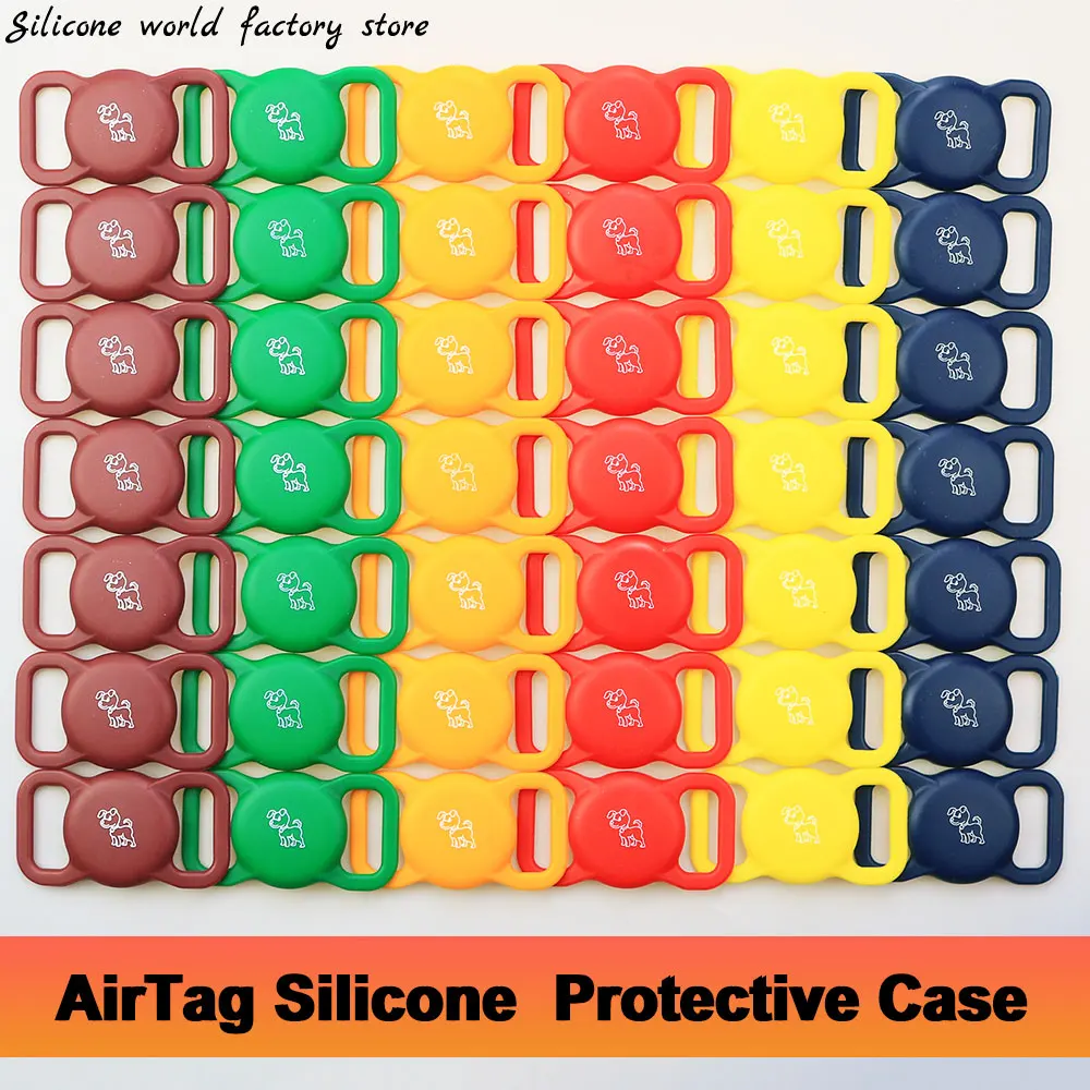 Silicone Pet Protective Case GPS Finder Dog Cat Collar Loop For Apple Airtags Locator Tracker Anti-lost