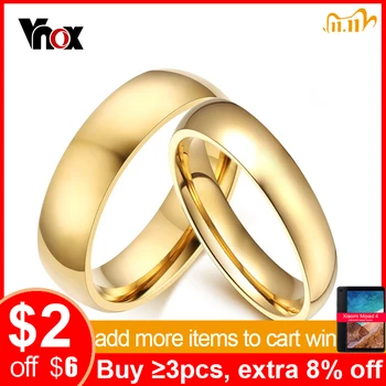 

Vnox Simple Wedding Bands Rings 2pcs/lots Gold-color Engagement for Women Men Trackable Service