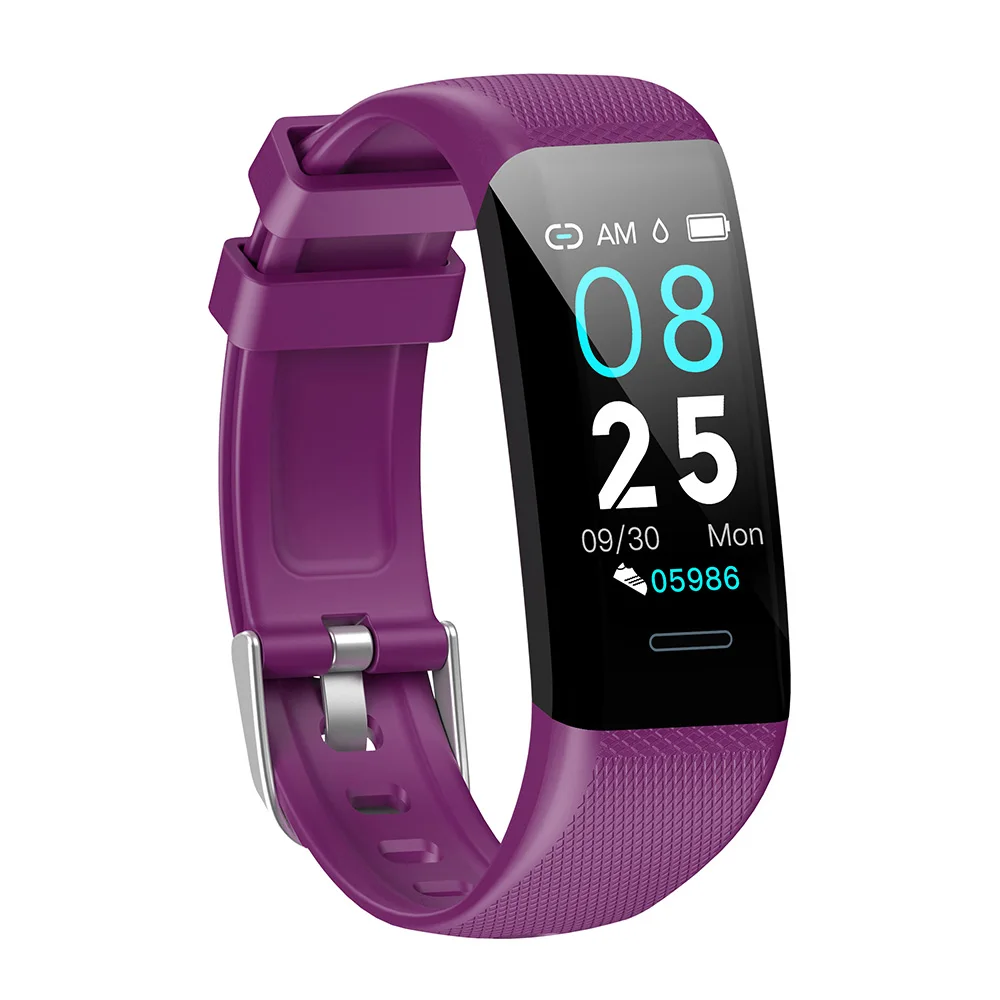 Смарт-браслет Time Owner C20 с экраном 1,14 дюйма, пульсометр, кровяное давление, умный Браслет, WhatsApp, сообщение, напоминание, фитнес-браслет - Цвет: Фиолетовый