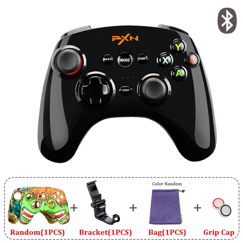 Black PXN-9618 Bluetooth геймпад беспроводной контроллер для ПК ноутбук IOS Android смартфон паровой PUBG - Цвет: Black