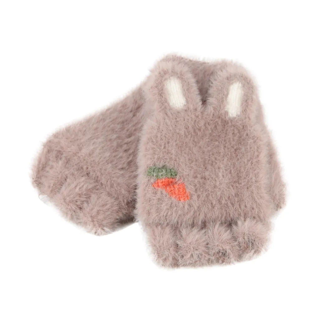 Feitong/зимние перчатки; детские плюшевые перчатки; теплые перчатки без пальцев; зимние теплые перчатки; варежки