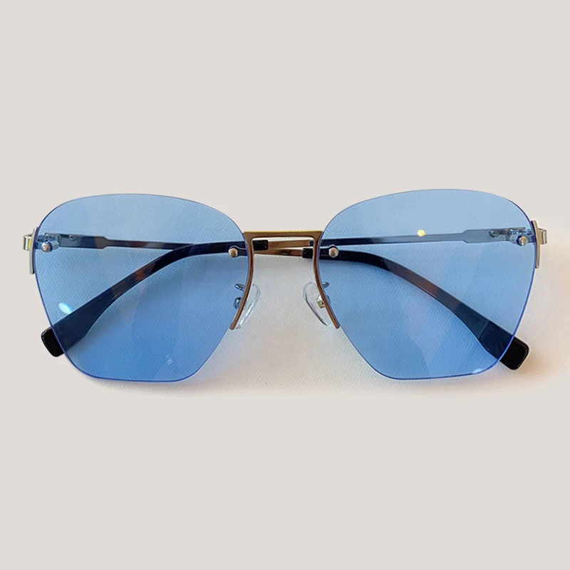 No.2 Sunglasses Солнцезащитные очки без оправы, Женские винтажные брендовые дизайнерские солнцезащитные очки с прозрачными линзами - Цвет линз: No.2 Sunglasses