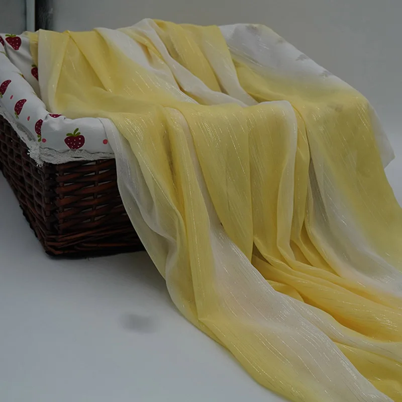 Большая сделка платье ткань шелковистая полоса мерцающий металлик жаккард Омбре шифон материал DIY косплей Лента ткань