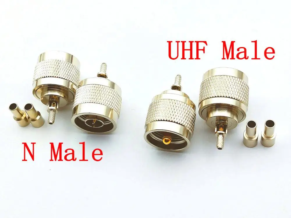

100pcs brass N Plug Male/UHF Male Crimp Connector for RG316 RG174 coaxial Cable