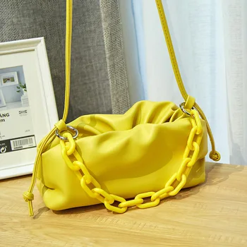 

Fashion Chain PU Leather Crossbody bag For Women 2020 Lady Designer Handbag Solid color Shoulder Messenger Bag Cloud Bags sac