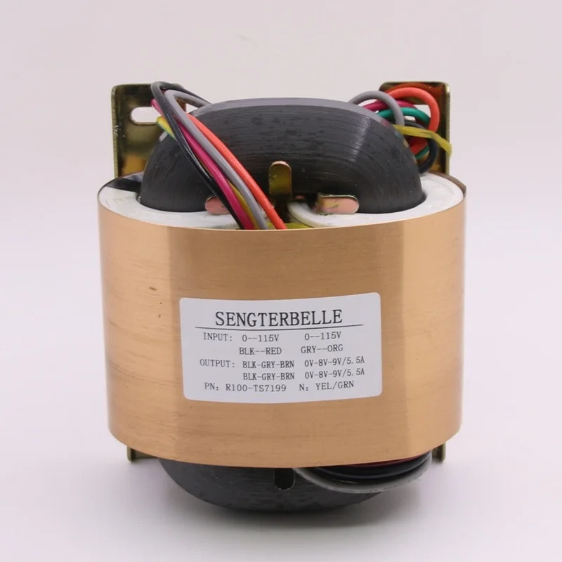 

120W R-Core Transformer Output: 2*0-8-9V(5.5A) External Copper Shield Power 120VA Transformer R100-TS7199