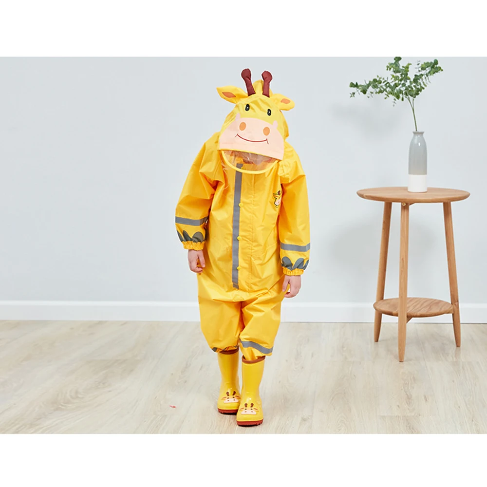 Детский плащ-дождевик с капюшоном, светоотражающий непромокаемый костюм, Воздухопроницаемый плащ для детей ростом от 0,9 до 1,35 месяцев, для мальчиков и девочек