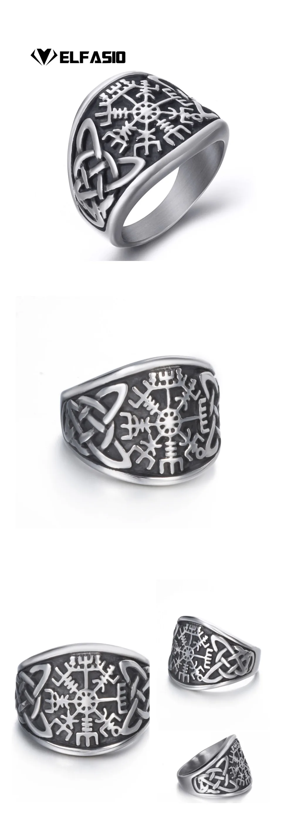 Мужское кольцо из нержавеющей стали Viking Valknut пиратский компас текстовый символ Винтажные Ювелирные изделия размер 8 9 10 11 12 13 14 15
