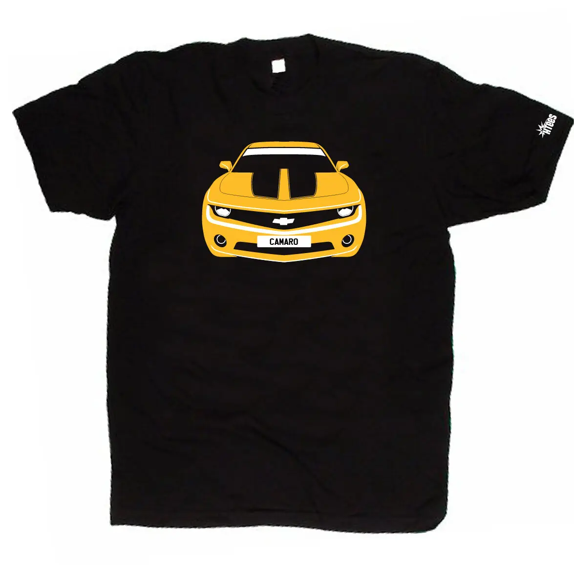 

CUSTOM HTees T-shirt - CHEVROLET CAMARO 2010- , Pick car colour & plate T Shirt Men Tees Brand Clothing Funny