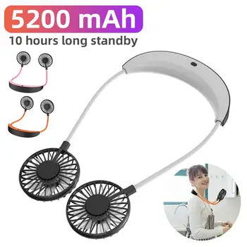 

Vehemo Neckband Double Cooling Fan Lazy Fan Air Portable Fans for Sports Neck Mini Fan Rechargeable Outdoor Summer
