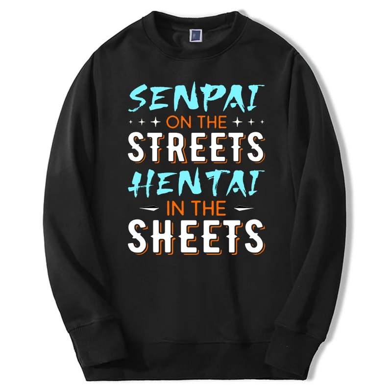 

Spring Men Hip Hop Warm Senpai Letter Printing Sweatshirts Fashion Cool Japan Style Fleece Warm Clothing Man Print Pullovers