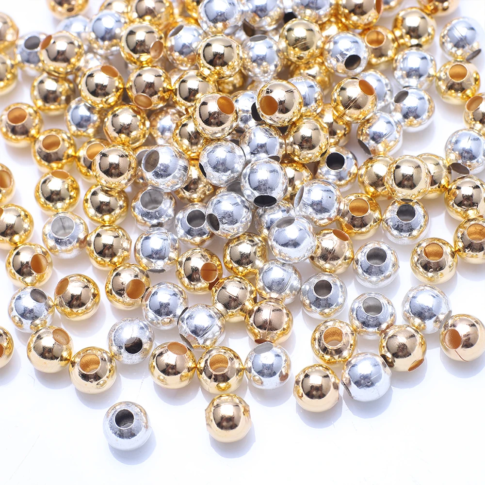Metal Gold Silvers Beads 2/2.4/3.2/4/5/6/8mm Iron Round Spacer Loose
