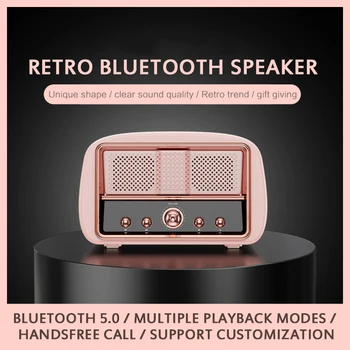 

HM13 RETRO TV mini Speaker with microphone Subwoofer Wireless Bluetooth speakers Small Stereo soundbar audio output TF card