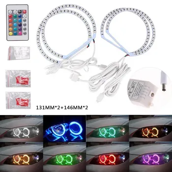 

4 PCS Bright SMD RGB LED Angel Eyes Halo Ring Kit Daytime Light 2*131mm + 2* 146mm RGB angel eyes ring For BMW E36 E38 E39 E46