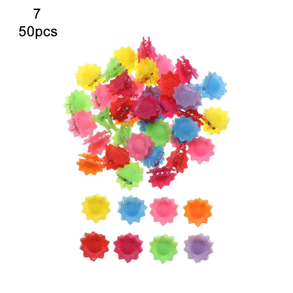 50pcs-sunflower 50/100 шт., с изображением милой бабочки Заколки для волос цветок заколки для волос для маленьких детей коготь заколки Смешанные Цвет мини заколки для волос аксессуары для волос - Цвет: 50pcs-sunflower