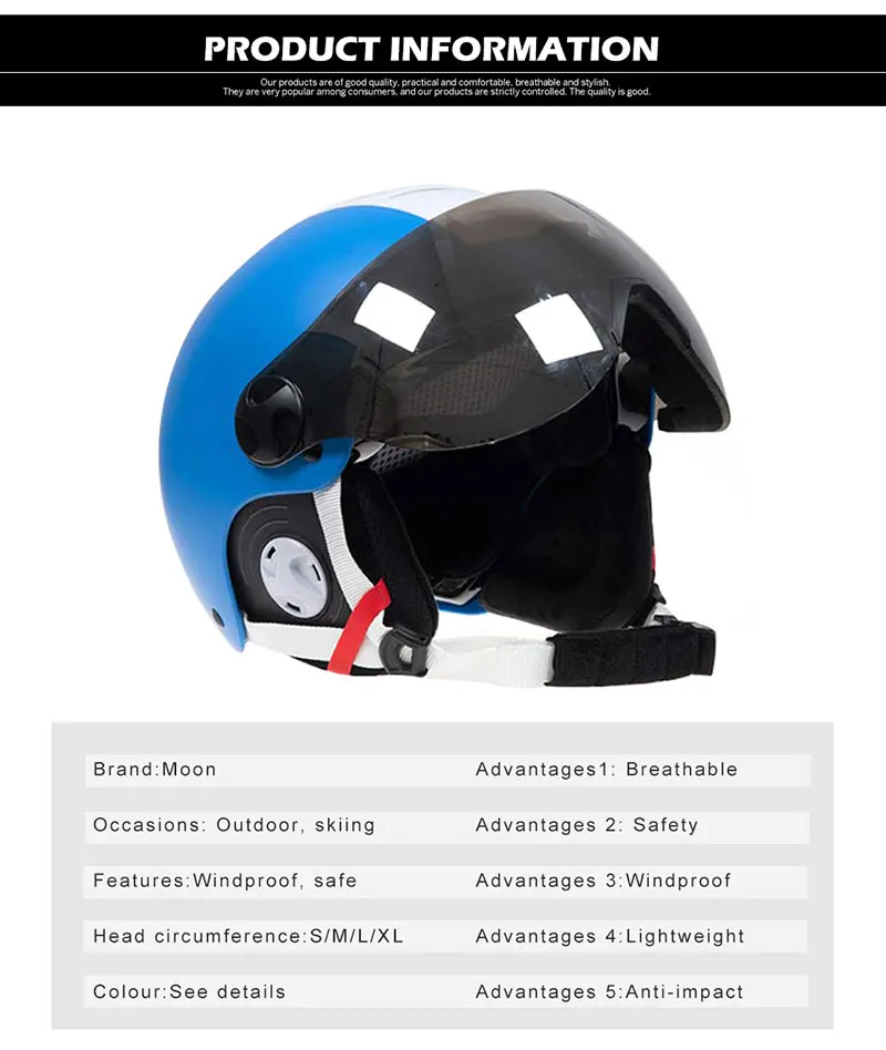 MOON Профессиональный полузакрытый лыжный шлем цельно-Формованный спортивный мужской женский Снежный Лыжный Сноуборд шлемы с защитными очками